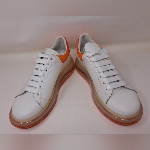 Alexander Mcqueen White Orange Leather Oversized Clear Sole Sneakers EU 43 10 US - Picture 8 of 16